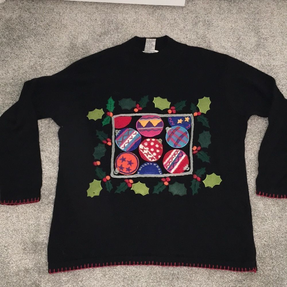 Beautiful Womens Rainbow Colors Christmas holiday winter Cotton blend sweater L